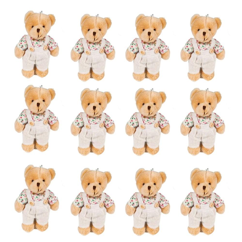 12-48PCS Mini Bear Stuffed Animal Toys Bulk 10cm Soft Plush Bears with Burlap Clothes for Baby Shower Birthday Party Decoration