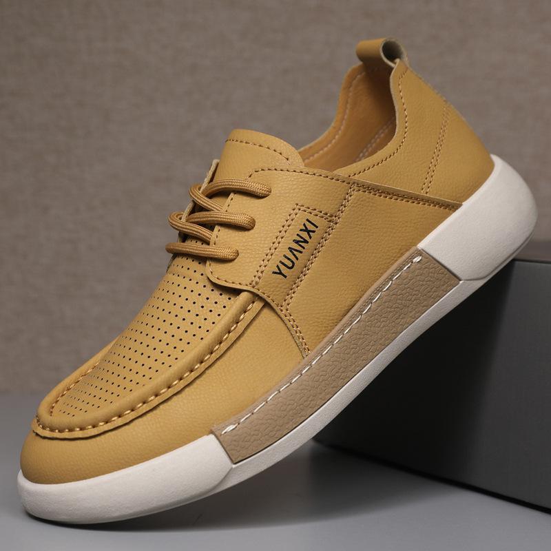 

Кожаная обувь мужская летняя перфорированная дышащая кожаная поверхность удобная ретро обувь рыбака мягкая подошва мягкая кожа повседневная обувь бини 42