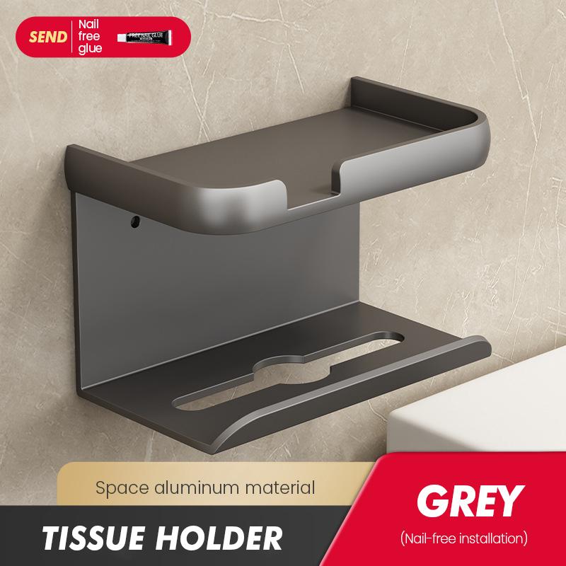 Toilet Tissue Box Wall Mounted Non Perforated Iron Tissue Holder Toilet Roll Paper Storage Rack Household Storage Products