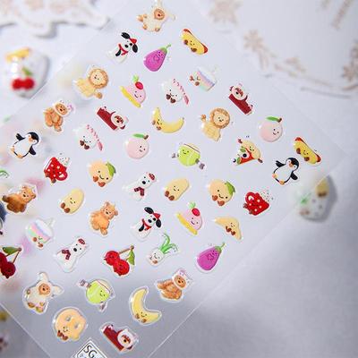 Adorable Cartoon Jellycat Doll Nail Art Stickers - DIY Q Version Embossed Journal Decoratives