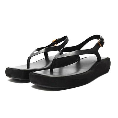 Sommerschuhe für Damen, schwarze wasserdichte Plateau-Strandschuhe, Flip-Flops mit dicker Sohle, flache Sandalen mit Clip-Zehen-Oberbekleidung