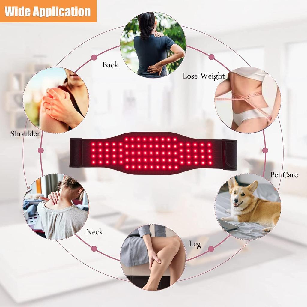 New Red Light Therapy Belt Near Infrared Two Modes Light Flashing 130X28cm Large Pads Wearable Wrap for Pain Relief Weight Loss