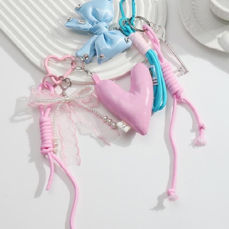 Trendy Heart Bows Bag Embellishment Practical Lightweight Keyring Car Keychain For A Fashionable Style Statement