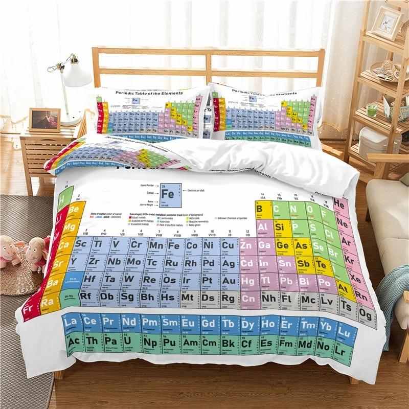 Periodensystem der Elemente Bettbezug Wissenschaft Bettwäsche Set Mikrofaser Chemie Liebhaber Lernbild für Kinder Jugendliche Erwachsene Dekor