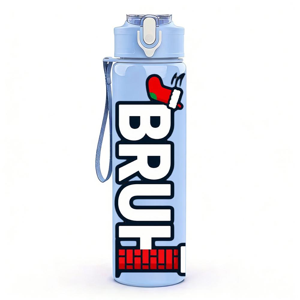 1PC Bruh Red Bold Letter Mark 750ml Color Plastic Water Bottle Leakproof Flip Straw Lid For Sports Office Home Use