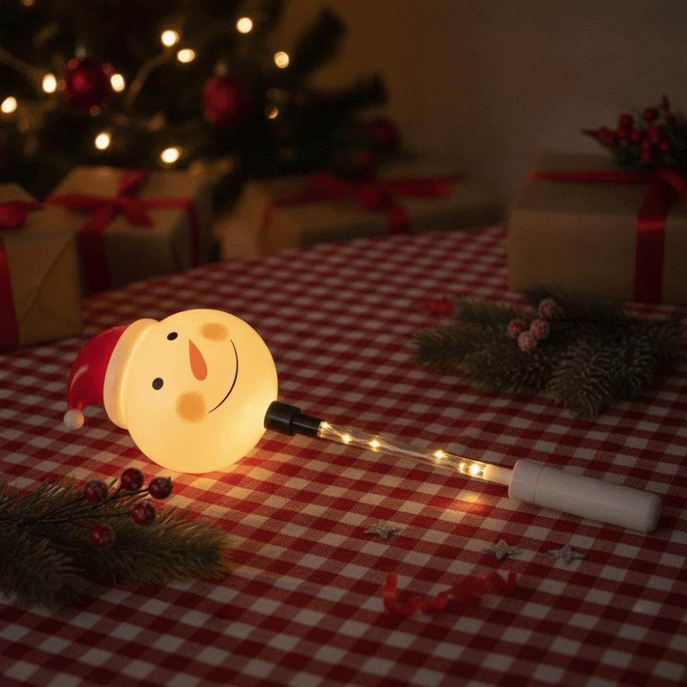 Warm Light Christmas Glowing Stick Handheld Santa Claus Flash Wand Handheld Luminous Toy Outdoor