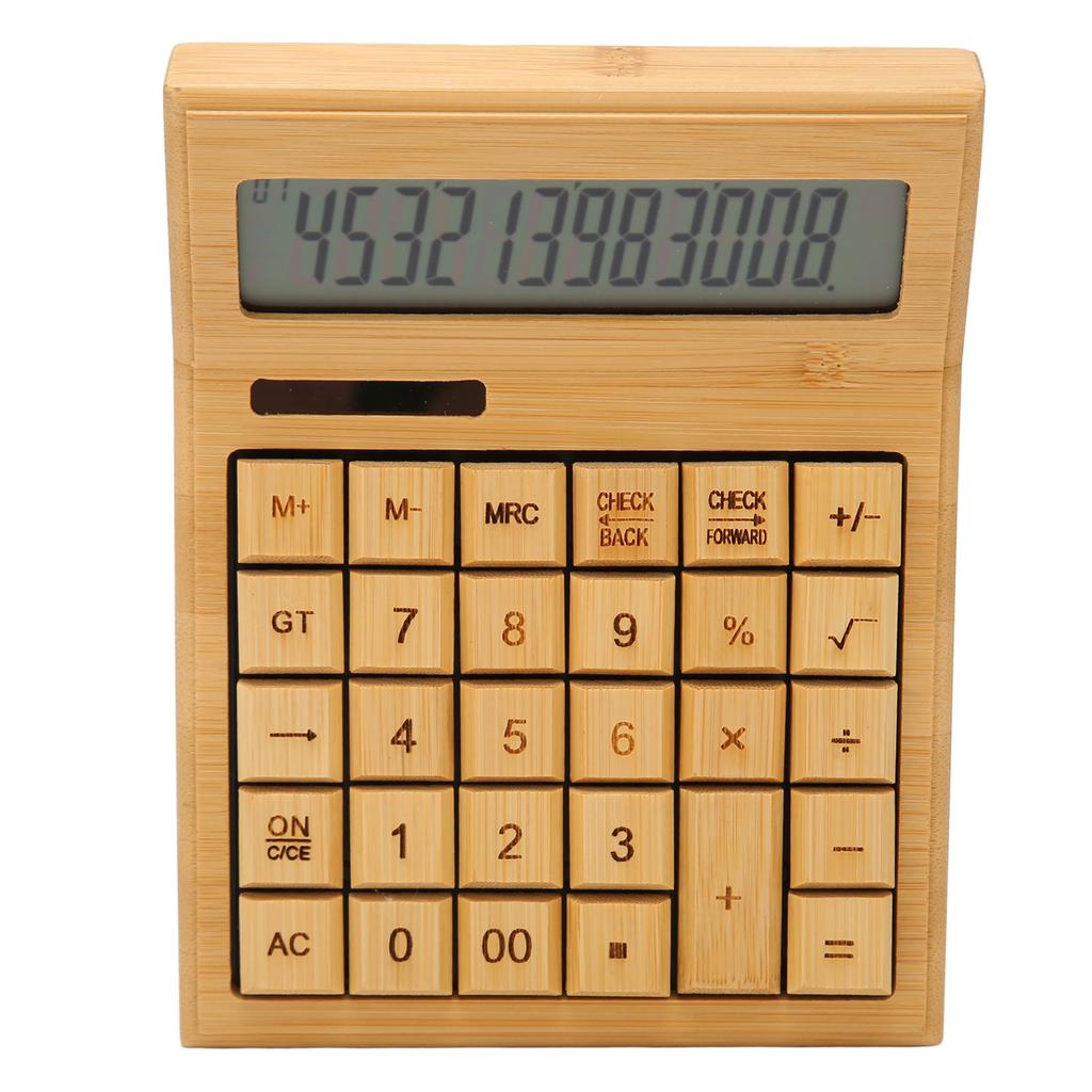 Bamboo Calculator Solar Powered Battery Powered Eco Friendly Function Calculator with 12 Bit Digital LCD Screen for