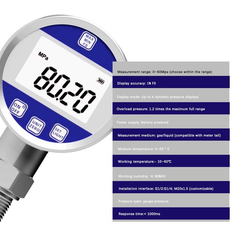 High Precision Digital Pressure Gauge Digital Electronic Hydraulic Shock Resistant Vacuum Negative Pressure Gauge