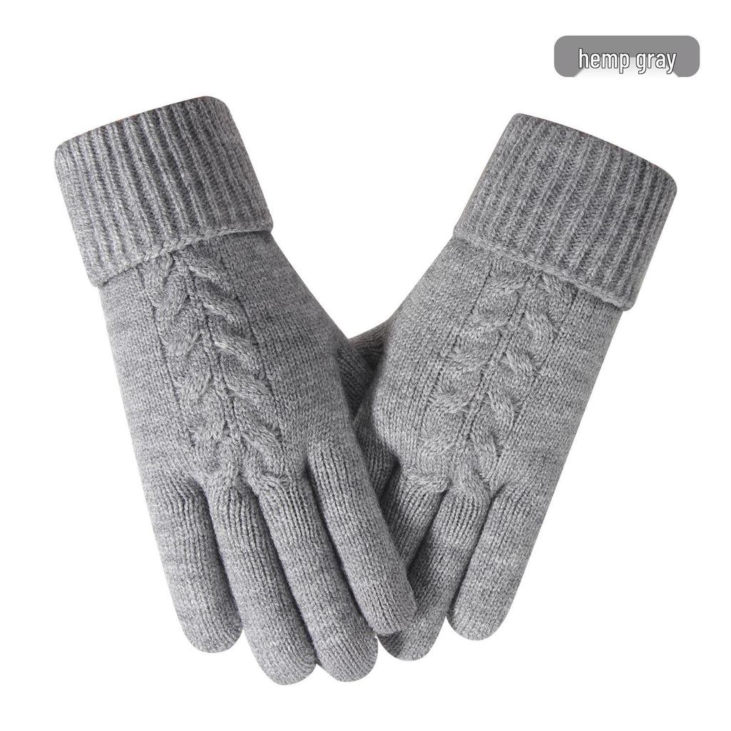 Warm Knit Touchscreen Gloves for Women - Windproof, Double-Layer Winter Cycling & Office Cold Protection