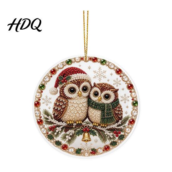 Festive Tree Hanging Christmas Acrylic Ornament 2D Flat Double Side Printed Thoughtful Gifts for Friends Santa Snowman Pendant Window Holiday Decor