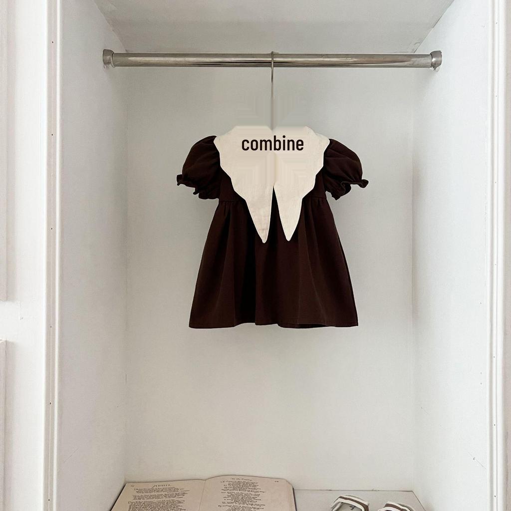 Retro Sommerkleid für Kleinkinder mit Peter-Pan-Kragen und kurzen Ärmeln