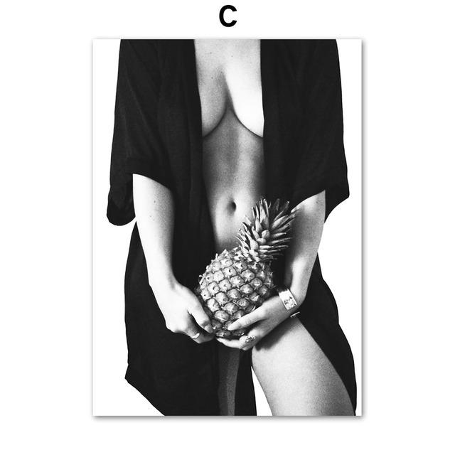 Nordic Posters Window Life Wall Art Canvas Painting Black White Girl Pineapple And Prints Wall Pictures For Living Room Decor
