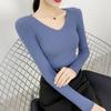 Autumn and Winter V-neck Knitted Sweater for Women Fashion Slim Fit Long Sleeve Base Pullover Sweaters Tops Ladies Elegant Solid Woman Knitwear 24978