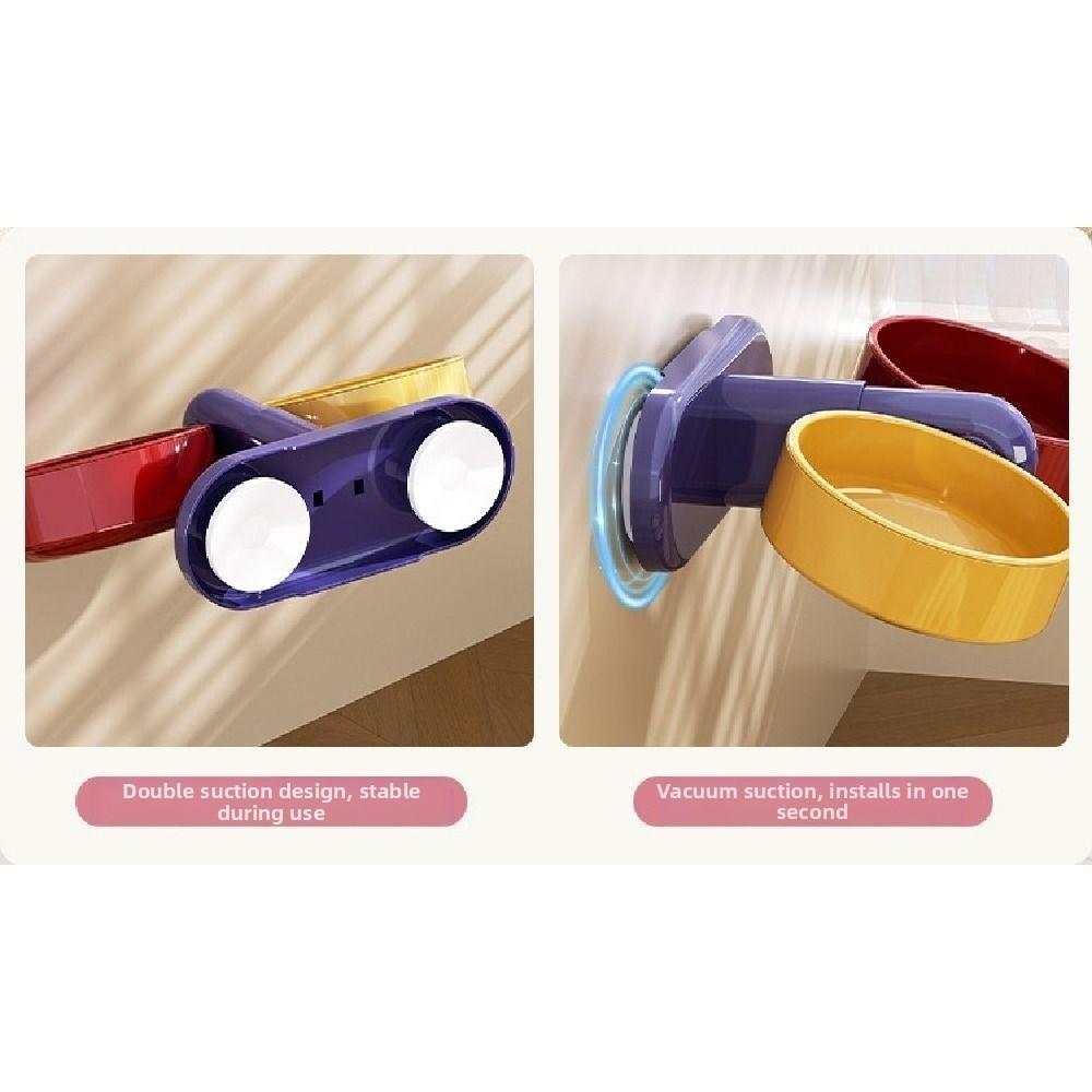 Suction Cup Type Pet Feeding Basin Protect Cervical Spine Rotatable Cat Food Water Bowl Anti-Slip 5 Gear Height Adjustable