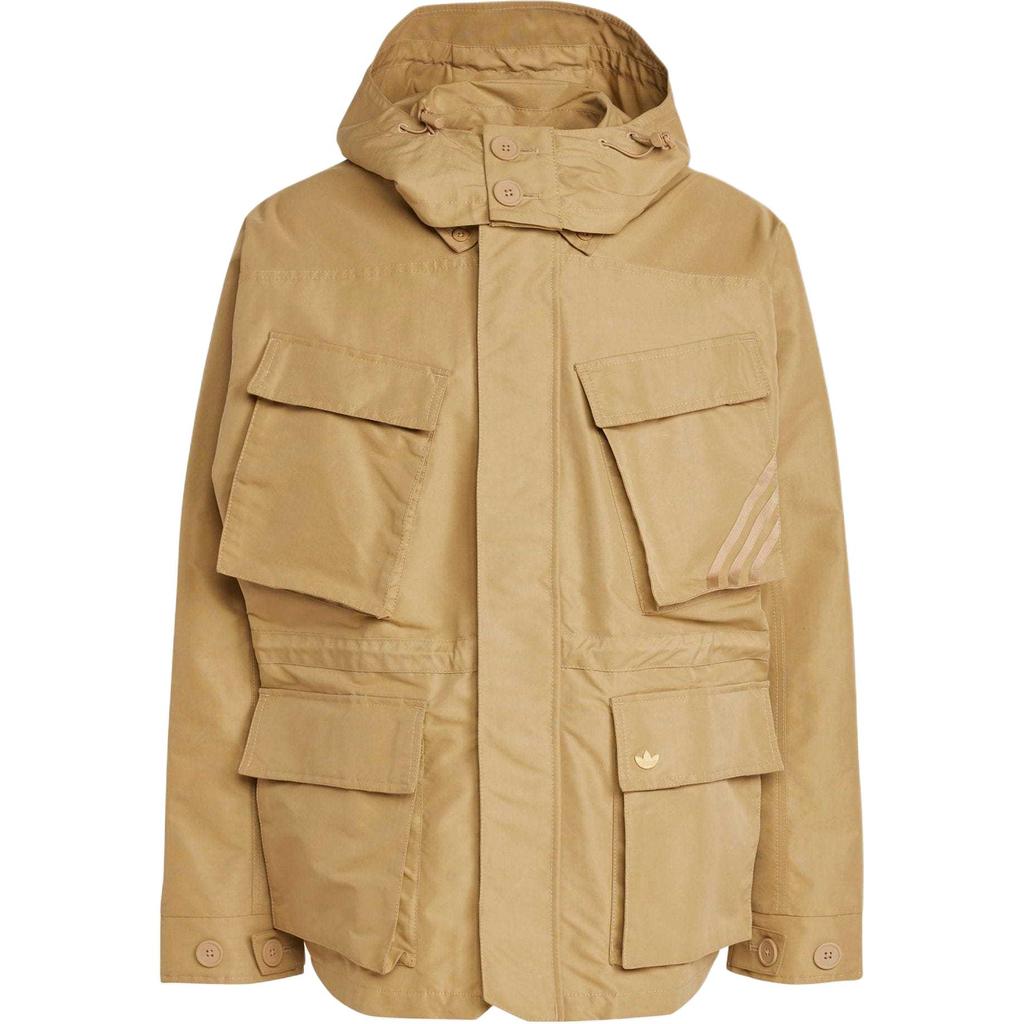 Adidas Originals Premium Jacket Solid Color Outdoor Sports Hooded Multi-Pocket Work Jacket Men Jackets Cardboard-Yellow IY8123