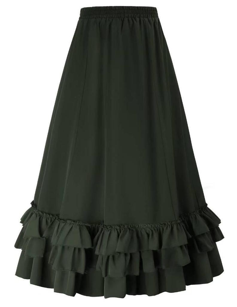 2024 Autumn Retro Gothic Victorian Irregular Adjustable Midi Skirt