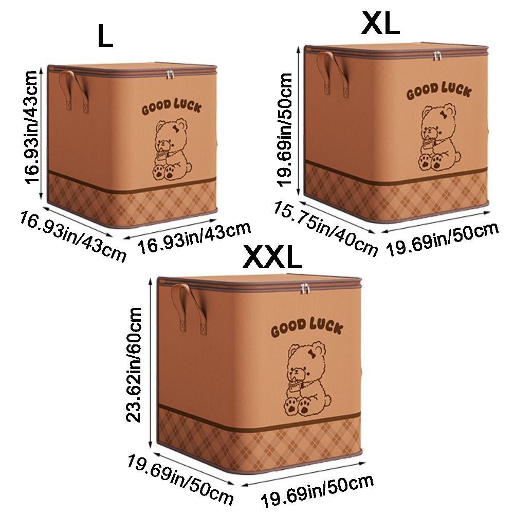 Non-woven Fabric Clothes Quilt Storage Bag Large Capacity Dust-proof Luggage Moving Bag Moisture-proof Bear Pattern