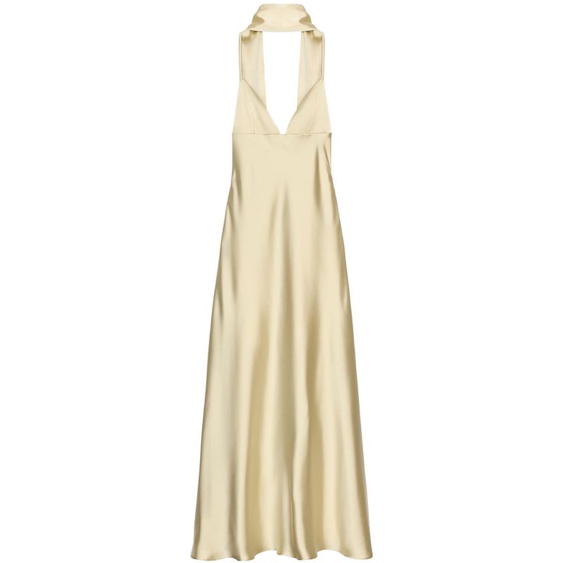 

Zaprha 2025 New Arrival Sexy Fashion Thin Scarf Silk Satin Texture Dress Long Elegant 8033331 Vanilla L