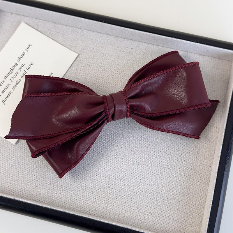 Synthetic Leather Bow Barrettes Women Elegant Ponytail Clip Hairpins Girls Bowknot Hair Clips Fashion Hair Accessories Headwear