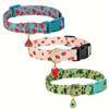 Fruit Print Polyester Dog Collar Set with Adjustable Buckles and Zinc Alloy Rings Stylish and Durable, Machine Washable