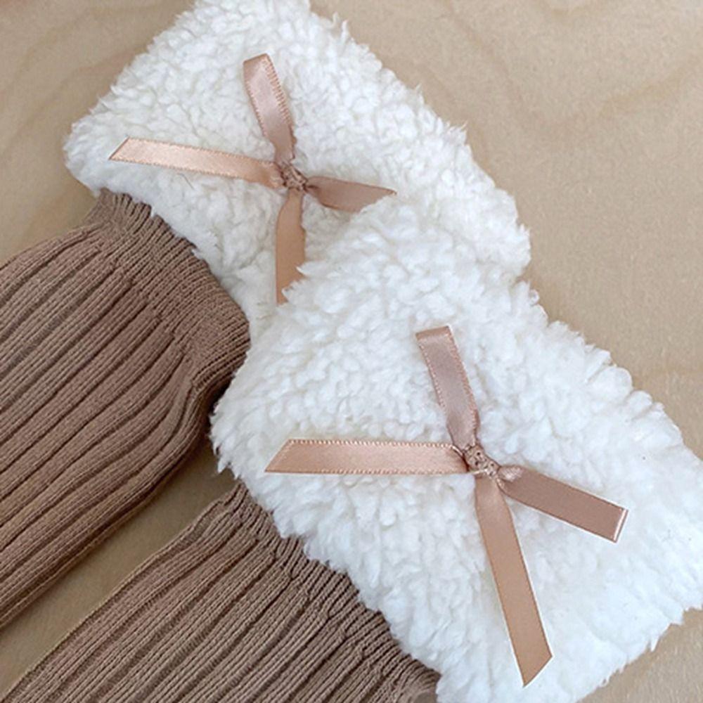 Autumn&Winter Plush Hosiery Cotton Bow Socks Harajuku Lamb Wool Stocking  Toddle