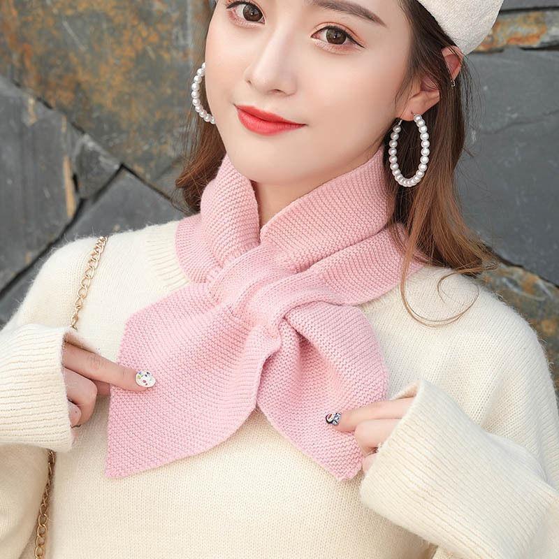 Autumn Winter Scarf Soft Neck Scarf Girls Knitted Sweater Bowtie Women Casual Cross Fishtail Scarf Straps Ladies Shawl