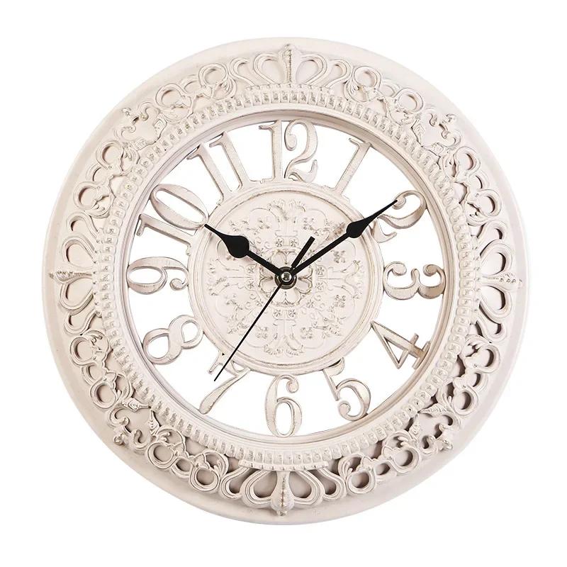 

European creative 12 inch wall clock living room bedroom round wall clock clock office plastic wall clock 12 inch