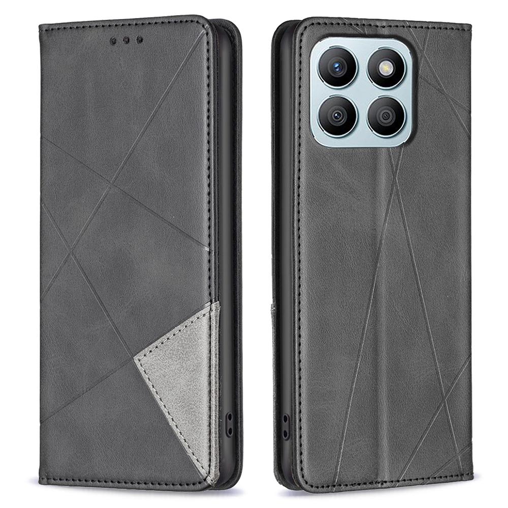 

For Honor X8b 4G Phone Case Imprinted PU Leather Cover with Card Slots Black