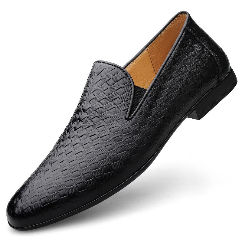 86 Men'S Shoes, Leather Shoes, Formal Loafers, Casual Shoes, Spring Low-Top Foot-Fitting Woven First-Layer Cowhide Surface Single Shoes