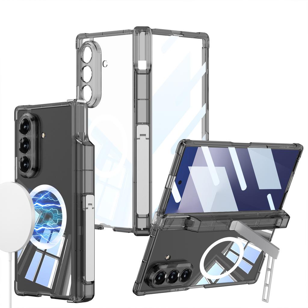 Samsung Zfold7 Mobile Phone Case Rotating Shaft Bracket Full Inclusive Wireless Charging Case Membrane Airbag Anti Fall Transparent Protective Cover