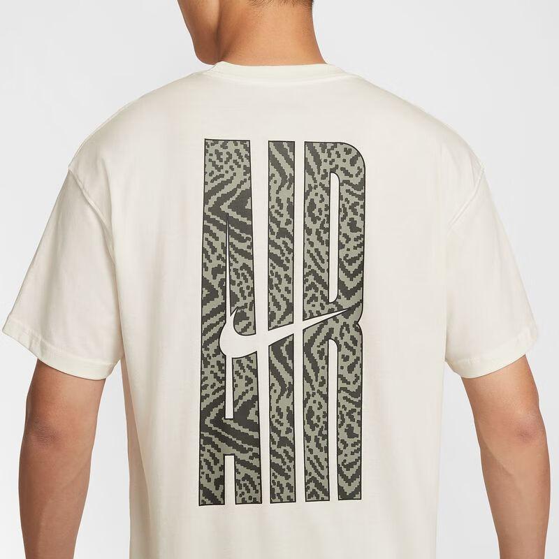 Nike Air T Shirts Men's Ecru Crew Neck Moderate HQ9249-133