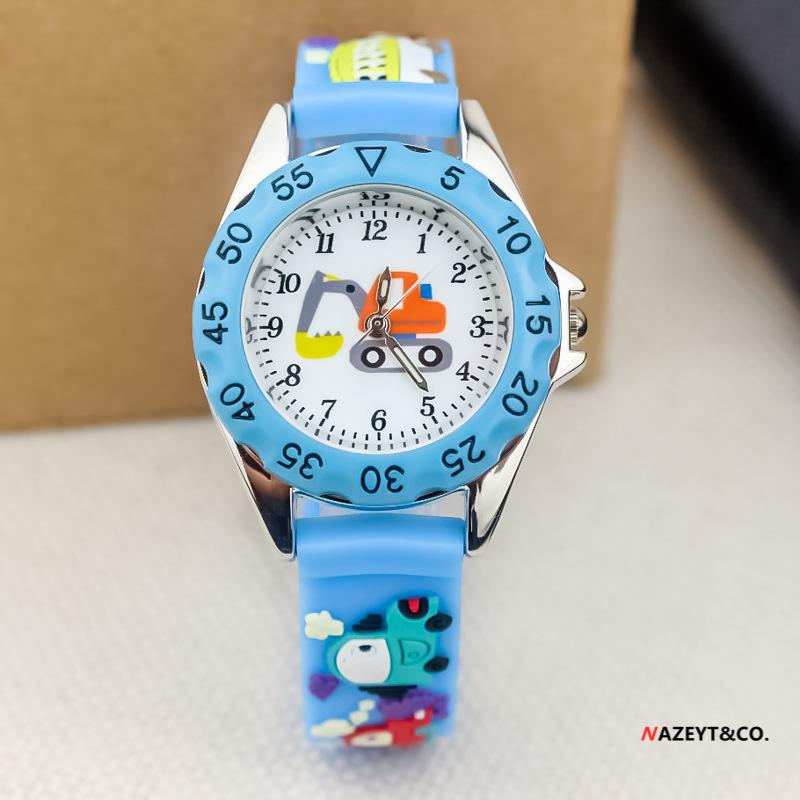 Korean 3D Cute Excavator & Go-Kart Quartz Watch for Boys - Silicone Strap