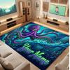 Octopus Sea Life Theme Crystal Velvet Floor Rug Personalized Custom Name Text Warm Carpet Home Decoration