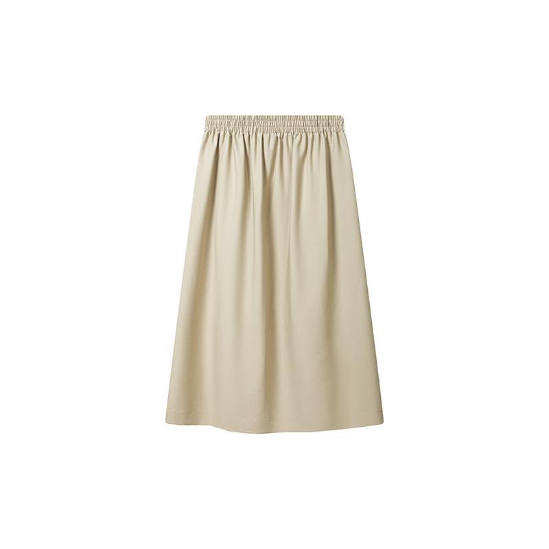 Fila White Simple Solid Color Mid Waist Casual Long Skirt Women Skirts F11W633303FGY