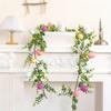 1pc 66.9 Inch Handmade Easter Garland, Indoor/Outdoor Decor with Mini Eggs and Eucalyptus Leaves for Easter Celebration