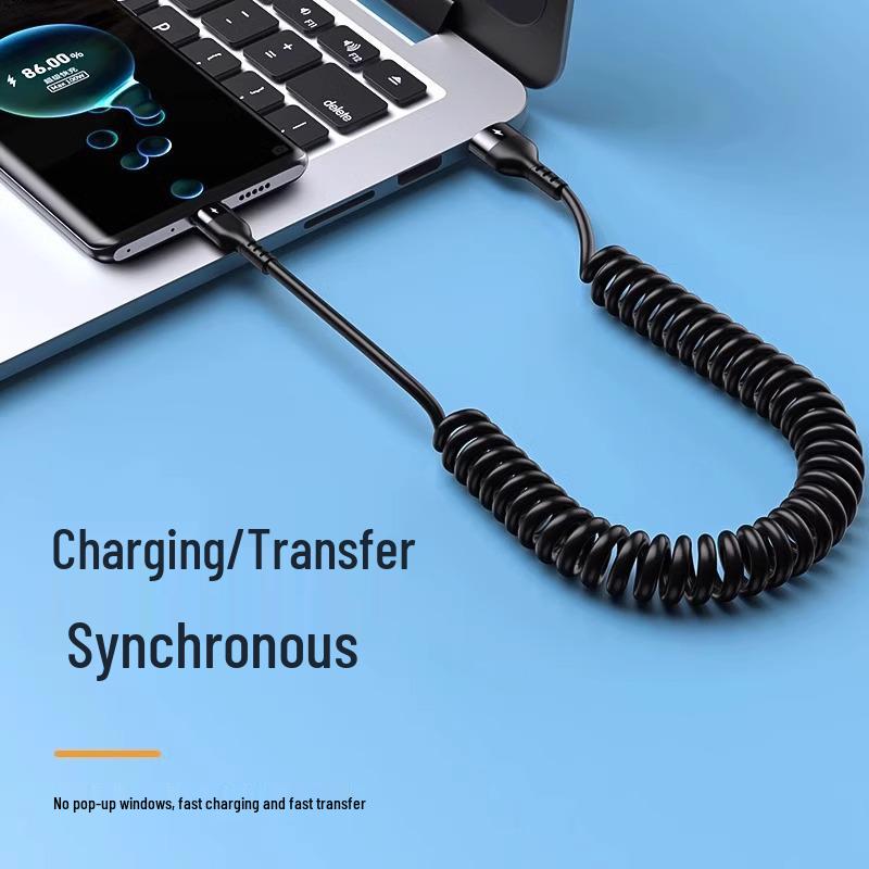 Spring Retractable Dual Type C To Lightning Cable for Huawei and iPhone 16