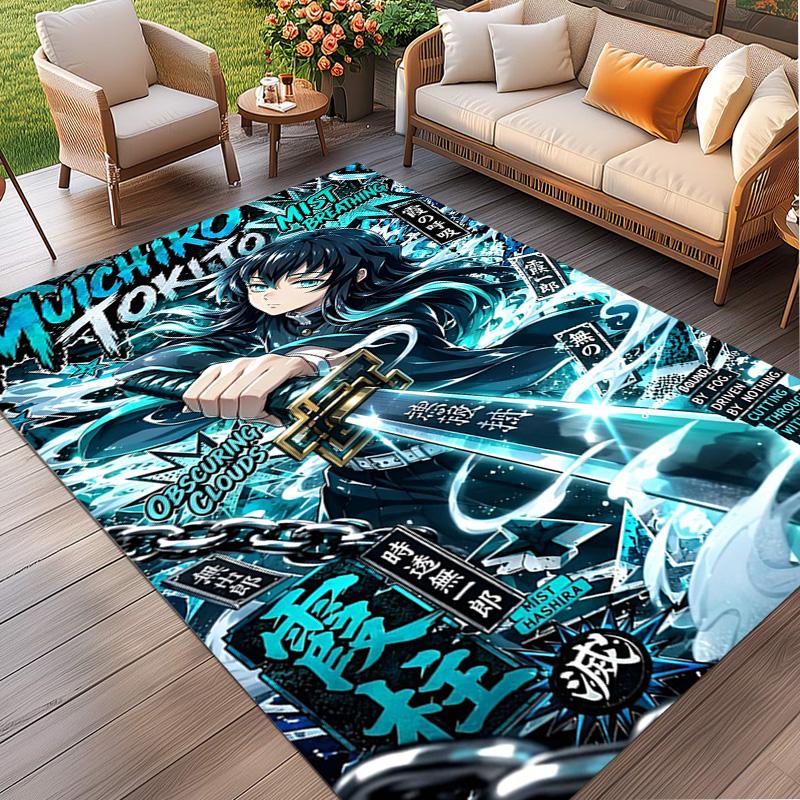 Demon Slayer Print Rug, Washable Floor Carpet, For Entryway Dorm Laundry Room Office Study, Home Decor Birthday Christmas Gift