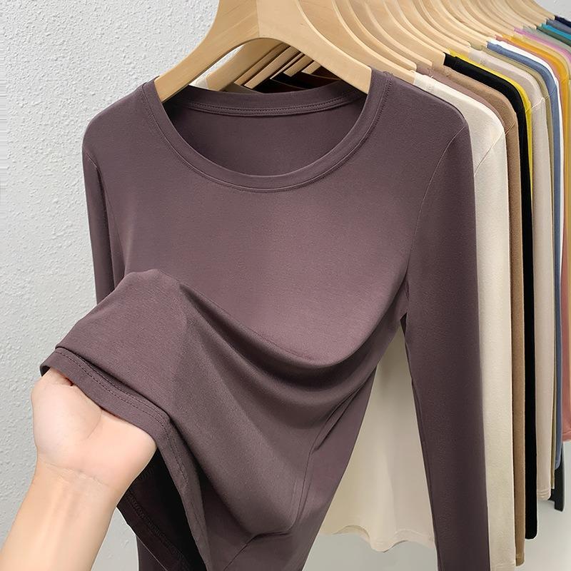 

Modal bottoming shirt women s new women s clothing long-sleeved inner with autumn and winter versatile crew neck slim-fit shoulder shirt L темно-фіолетовий колір