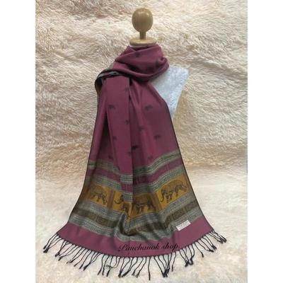 Pashmina Scarf: Elegant, Soft, Versatile - Cashmere & Thai Silk In Violet Color - High-Quality Product of Thailand