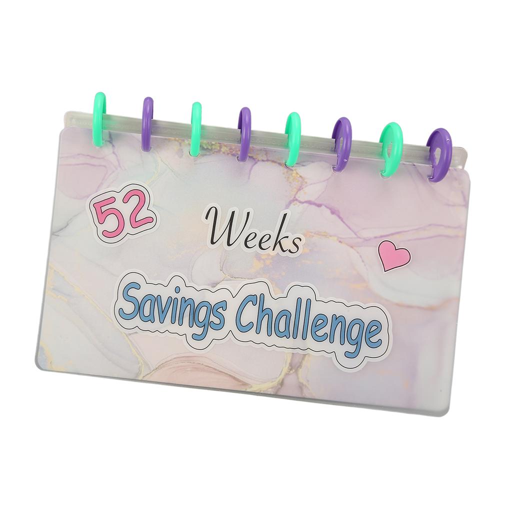 Segregator oszczędnościowy Wyzwanie oszczędzania przez 52 tygodnie Książka pieniędzy Zabawny segregator budżetowy Organizer książkowy z gotówką