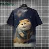 Cat Print 3DT-shirts for Men Casual Short Sleeved Tee Oversized Mens Clothing Men's Funny T-shirt Animal Print Graphic T Shirts