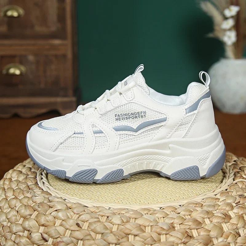 Модные Модные Кроссовки для Женской Обуви Сетчатые Дышащие Лоскутные На шнуровке Низкие — фото 8