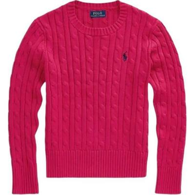 Polo Solid Color Cable Knit Logo Embroidery Crew Neck Sweater Kids Sweater Pink 313901316-004