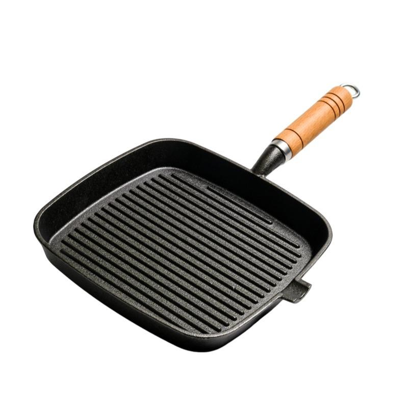 Cast iron steak frying pan uncoated non-stick household stripes