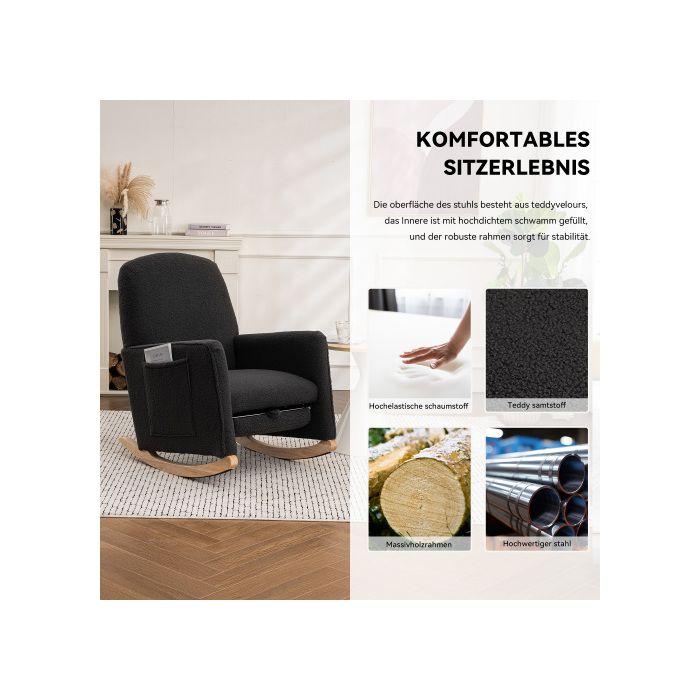 Fauteuil inclinable avec repose-pieds, fauteuil à bascule d'intérieur avec dossier haut, gris foncé