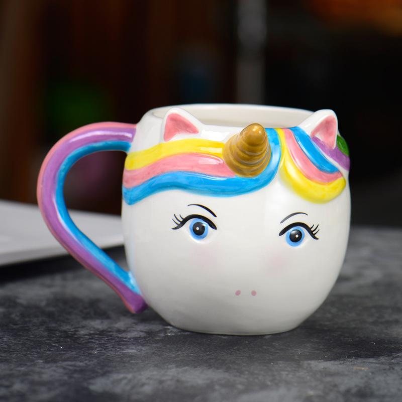 Unicorn Ceramic Cups, Milk Breakfast Cups, Rainbow Macatong Office Cups, Home Creative Mugs