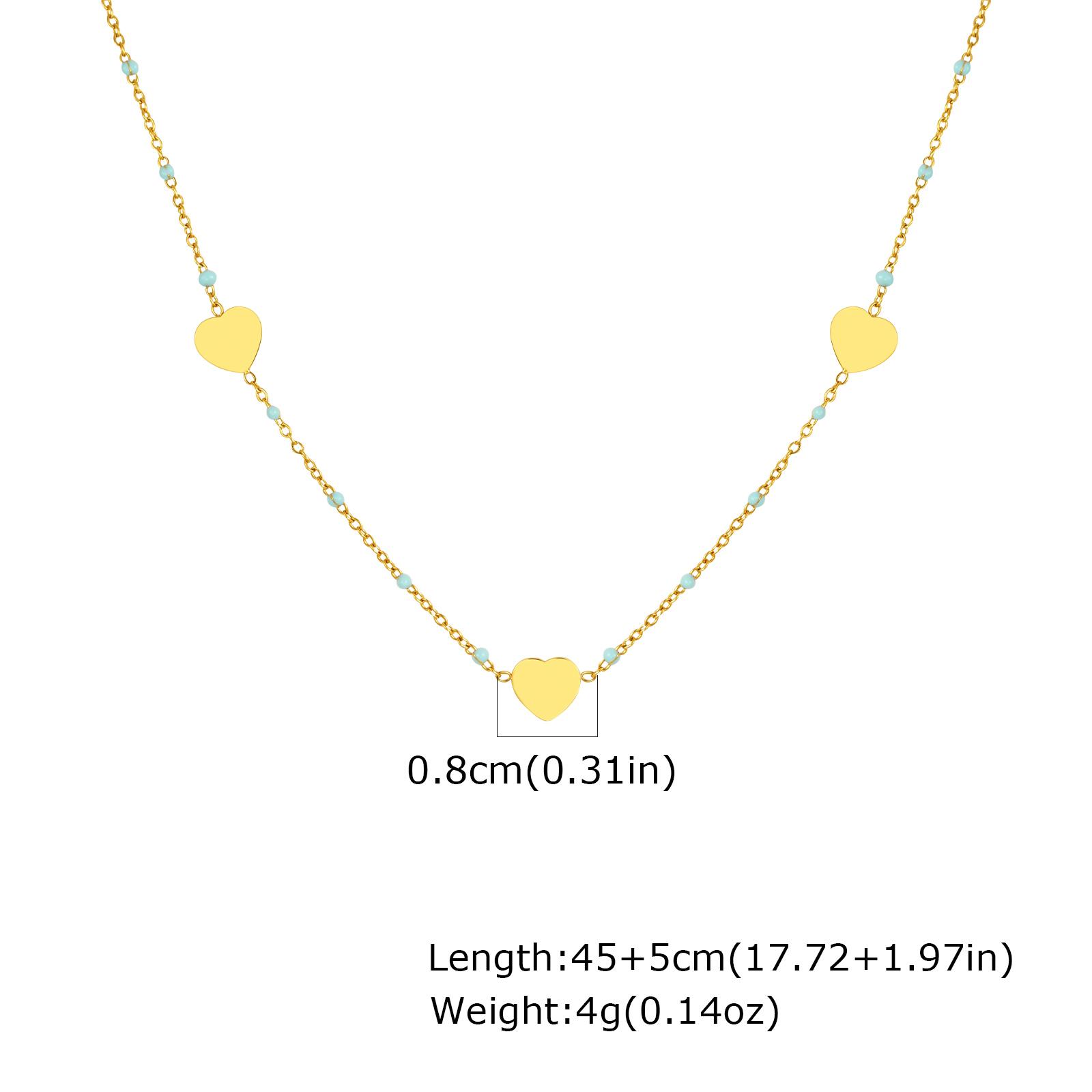 

Stainless Steel Love Heart Pendant Necklace for Women 18K Gold Plated Beaded Chain Choker Necklace Luxury Birthday Jewelry Gift
