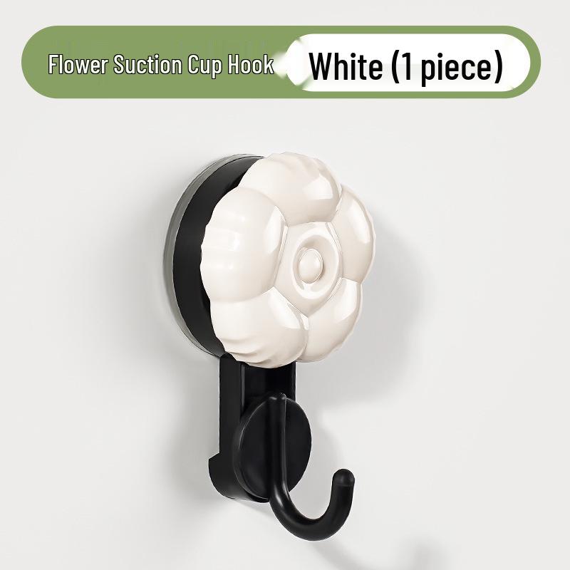 

Strong Flower Suction Cup Hook for Home, Bedroom, Kitchen, and Bathroom - No Drilling Required, Elegant Wall-Mounted Coat Hook. білий