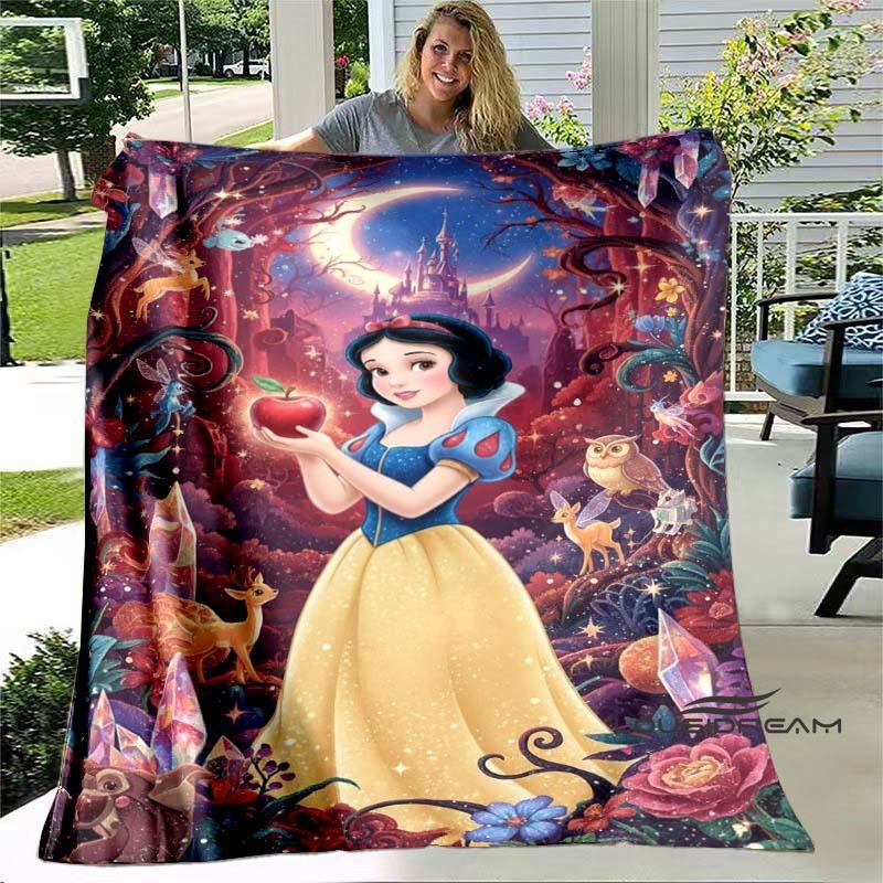 Cartoon Snow White and Seven Dwarfs Blanket, Super Soft Flannel Blanket, Perfect for Travel, Bedding, Sofa Blanket, Birthday Gif