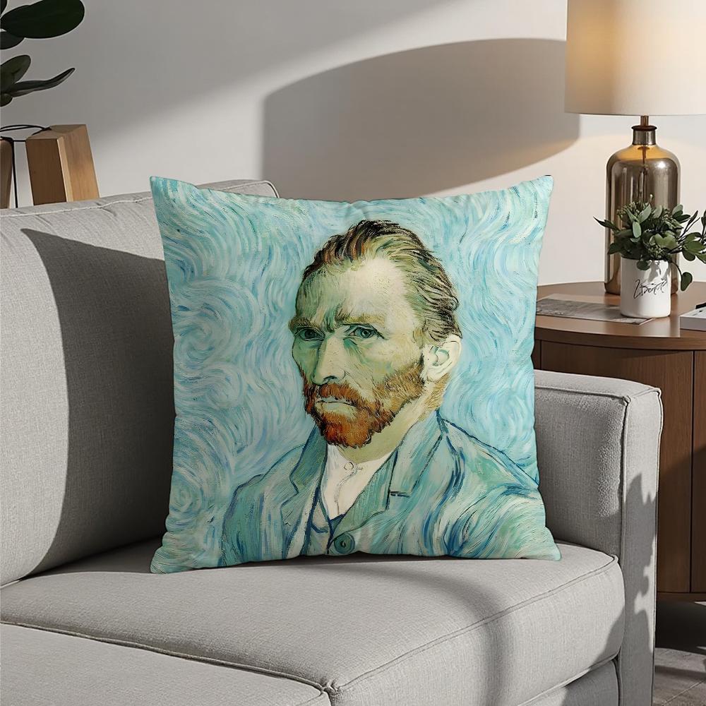 Starry Sky Van Gogh Art Oil Painting Pillow Case 3D Print Polyester Fiber 40*40Cm Home Sofa Throw Decoration Festival Gift